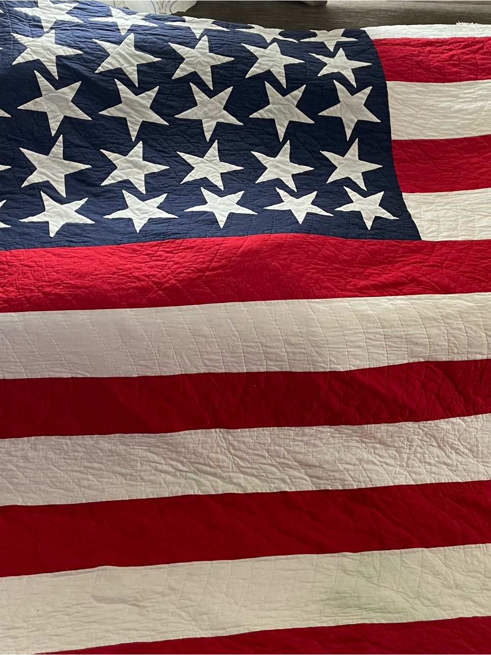 Vintage RARE Ralph Lauren American Flag Quilt - Red, White Blue Stars Stripes FQ